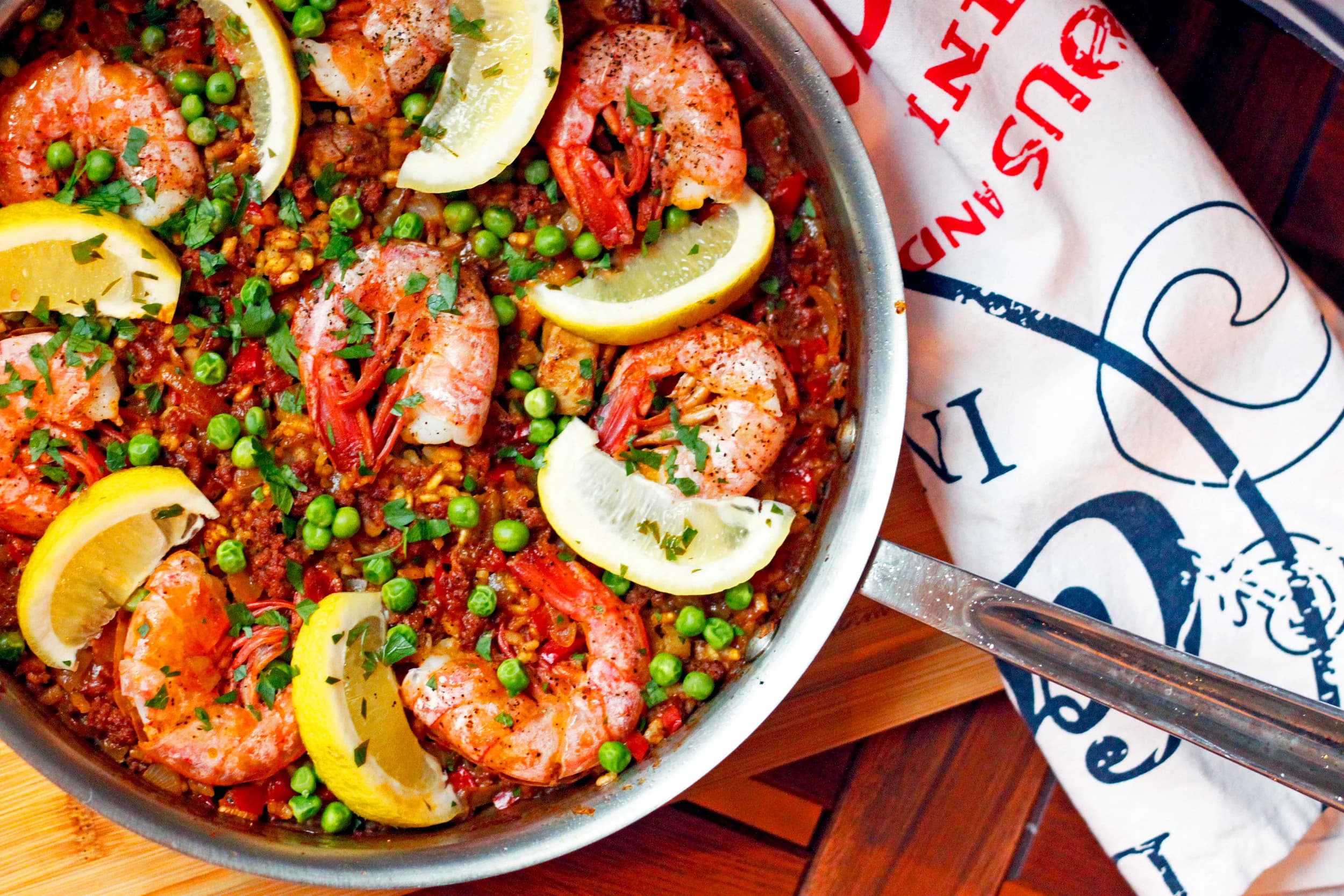 Paella di Chorizo Ibérico e Gamberi